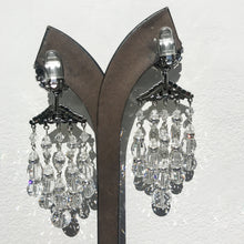 Load image into Gallery viewer, Lawrence VRBA Signed Large Statement Crystal Earrings - Silver, Clear Chandelier