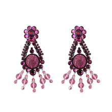 Load image into Gallery viewer, Lawrence VRBA Signed Large Statement Crystal Earrings - Fucshia Pink &amp; Pale Pink