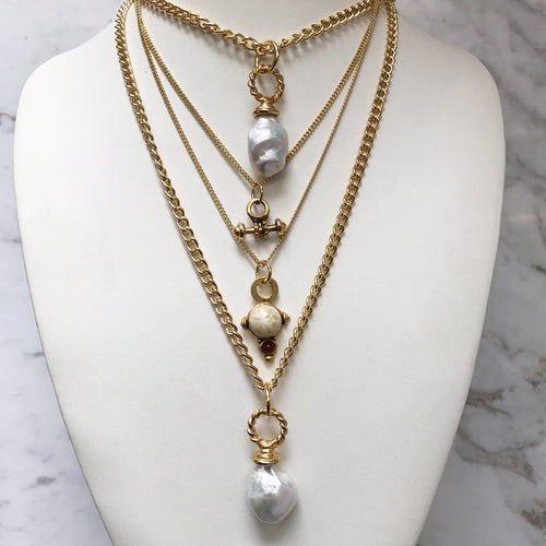 HQM Layering Necklaces - Various Vintage Charms or Baroque Pearls - Each Sold Separately