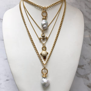 HQM Layering Necklaces - Various Vintage Charms or Baroque Pearls - Each Sold Separately