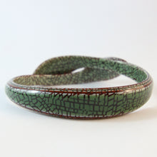 Load image into Gallery viewer, Signed Lea Stein Snake Bangle -  Cracked Green &amp; Brown