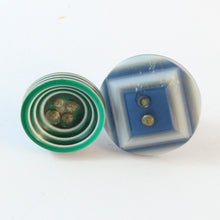 Load image into Gallery viewer, Lea Stein Button Earrings (Pierced) - Blue &amp; Green