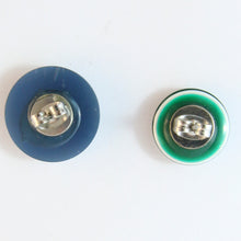 Load image into Gallery viewer, Lea Stein Button Earrings (Pierced) - Blue &amp; Green
