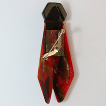 Load image into Gallery viewer, Lea Stein Cicada Insect Art Deco Brooch - Red, Gold &amp; Black