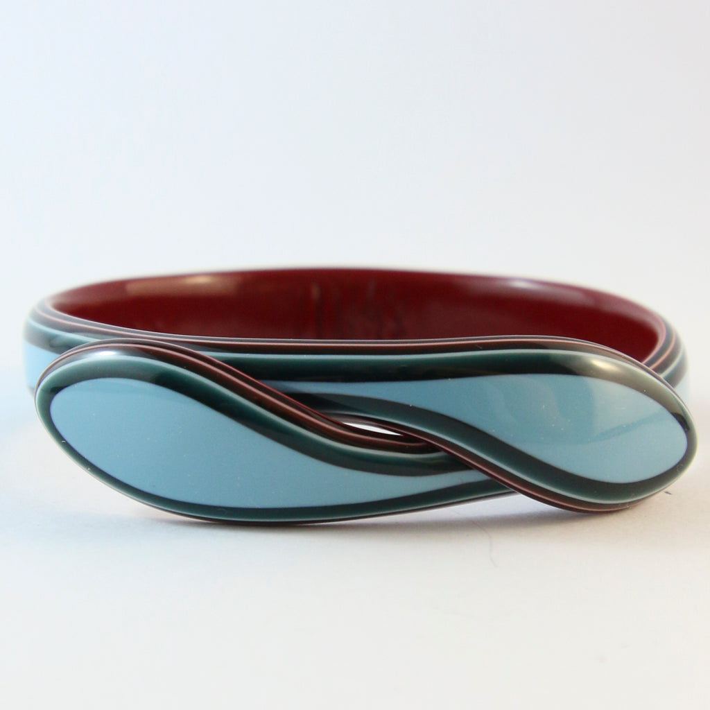 Signed Lea Stein Snake Bangle - Pale Blue