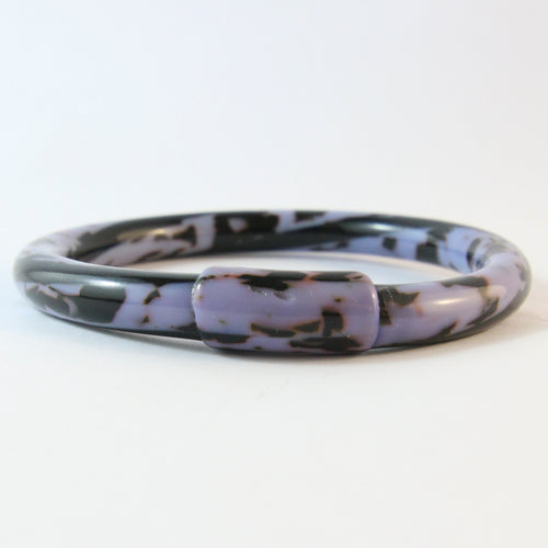 Lea Stein Vintage Jonc Swirl Bangle - Mauve & Black