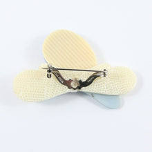 Load image into Gallery viewer, Lea Stein Columbine Flapper Girl Brooch Pin - Blue, Creme