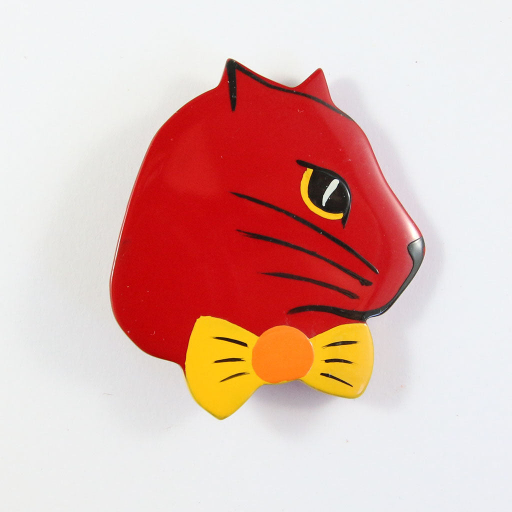 Pavone Signed Red Cat, Yellow Bowtie