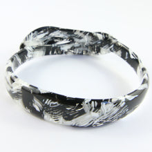 Load image into Gallery viewer, Signed Lea Stein Snake Bangle - Black, White, Grey Texture