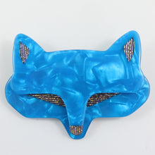 Load image into Gallery viewer, Lea Stein Goupil Fox Head Brooch - Sapphire Swirls