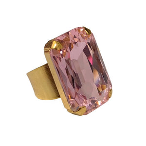 Harlequin Market Ruby Light Pink Crystal Adjustable Ring