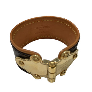 Pre-Owned Louis Vuitton Leather Brown & Gold Tone Cuff