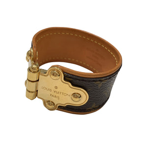 Pre-Owned Louis Vuitton Leather Brown & Gold Tone Cuff