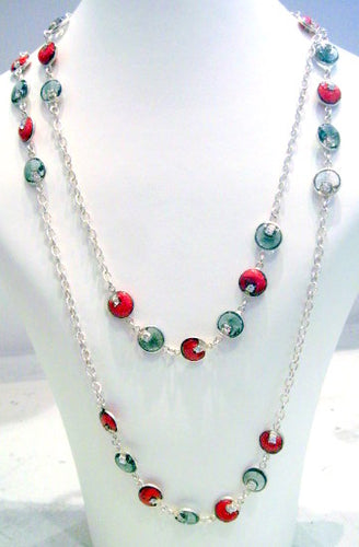 Pate-de-verre Chain Sautoir with Crystals