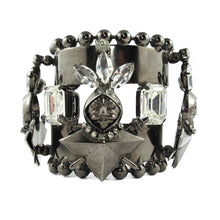 Load image into Gallery viewer, David Mandel for The Show Must Go On | Clear Crystal &amp; Chrome Statement Cuff