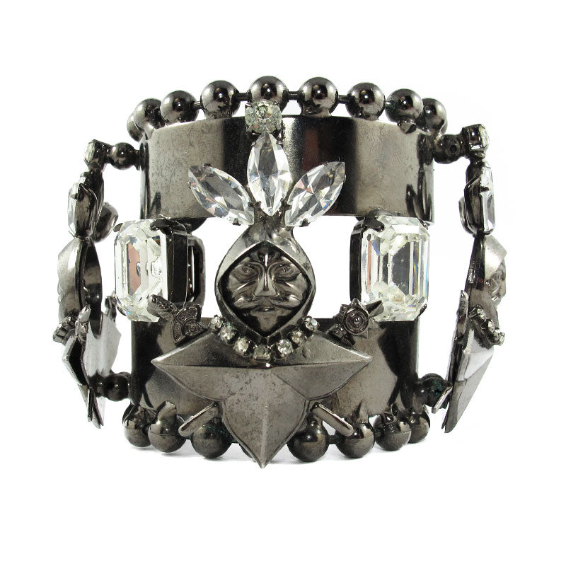 David Mandel for The Show Must Go On | Clear Crystal & Chrome Statement Cuff