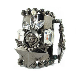 David Mandel for The Show Must Go On | Clear Crystal & Chrome Statement Cuff