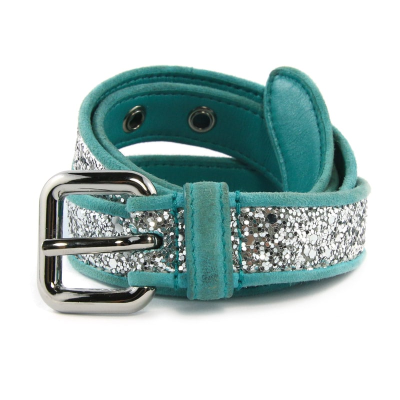 Miu Miu Pre-Owned Blue Leather Glitter Belt