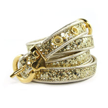 Load image into Gallery viewer, Miu Miu Pre-Owned Gold Leather Glitter Double Wrap Belt