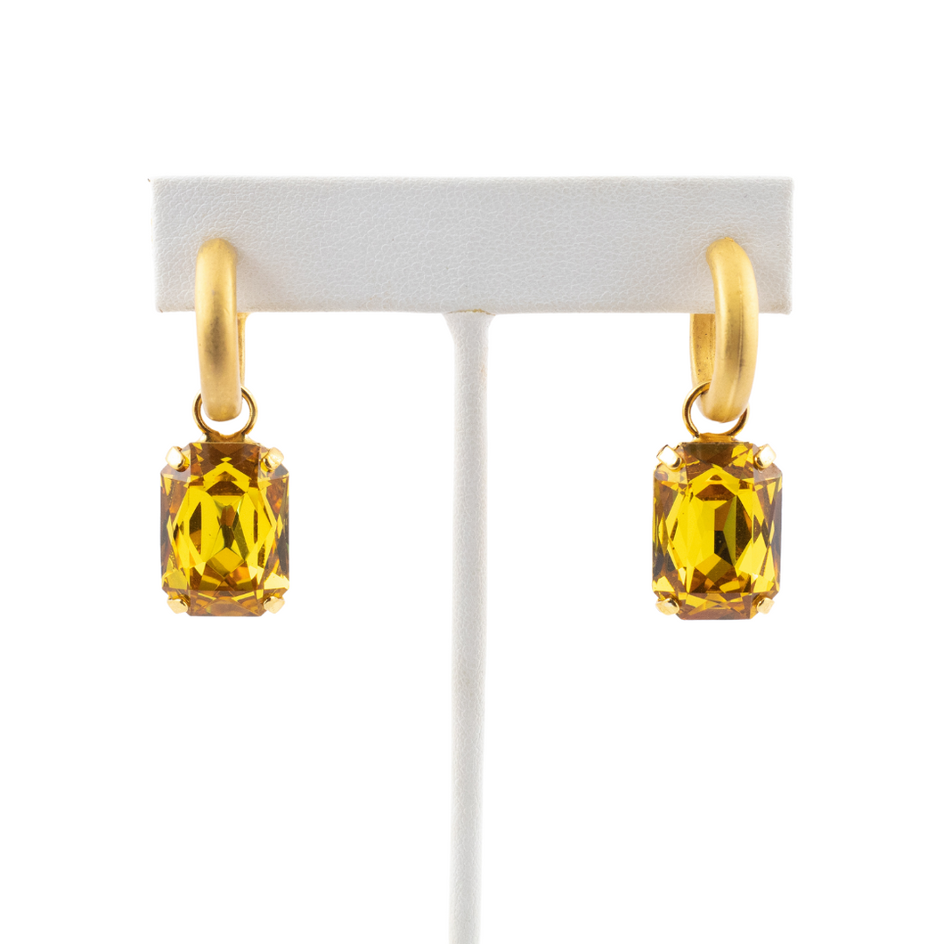 HQM Austrian Crystal Interchangeable Earrings - Yellow (Pierced)