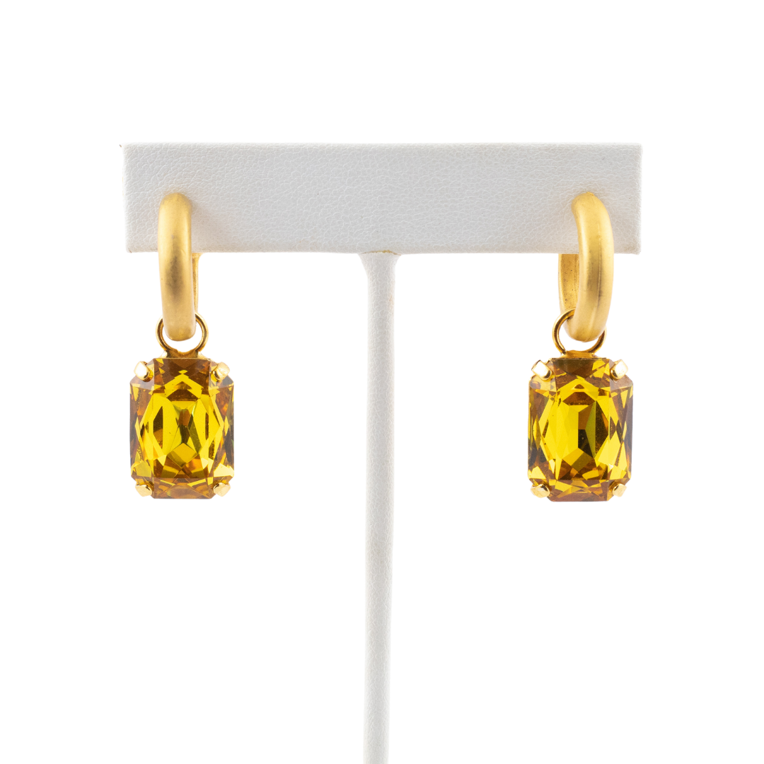 HQM Austrian Crystal Interchangeable Earrings - Yellow (Pierced)