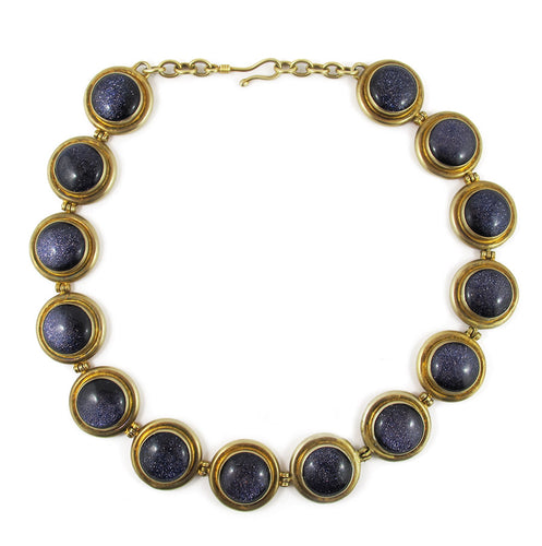 Vintage Sterling Silver Gold Brushed Italian Necklace Signed 'Salih 925'