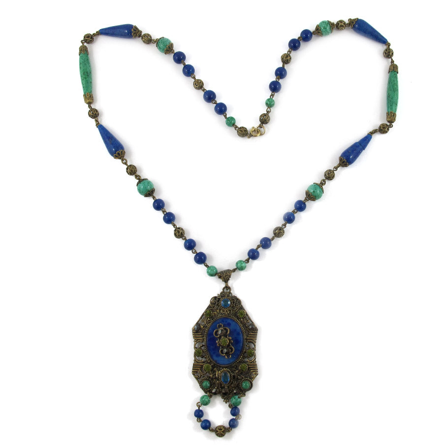 Vintage c.1930s Czechoslovakian Crystal and Glass Pendant Necklace