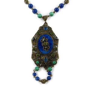 Vintage c.1930s Czechoslovakian Crystal and Glass Pendant Necklace