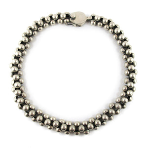 Vintage Hand Made Heavy Mexican Sterling Silver Ball Link Design Necklace
