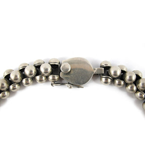Vintage Hand Made Heavy Mexican Sterling Silver Ball Link Design Necklace