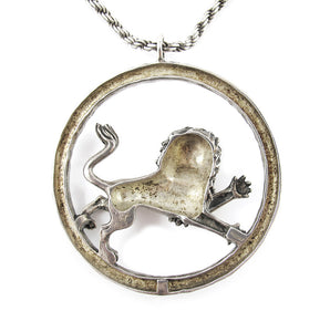 Vintage Sterling Silver Lion Image Necklace
