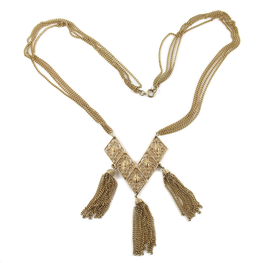 Vintage Gold Plated Tassel Necklace