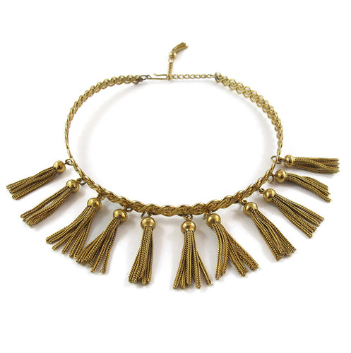 Vintage Rare Gold Tassel Choker Neckpiece