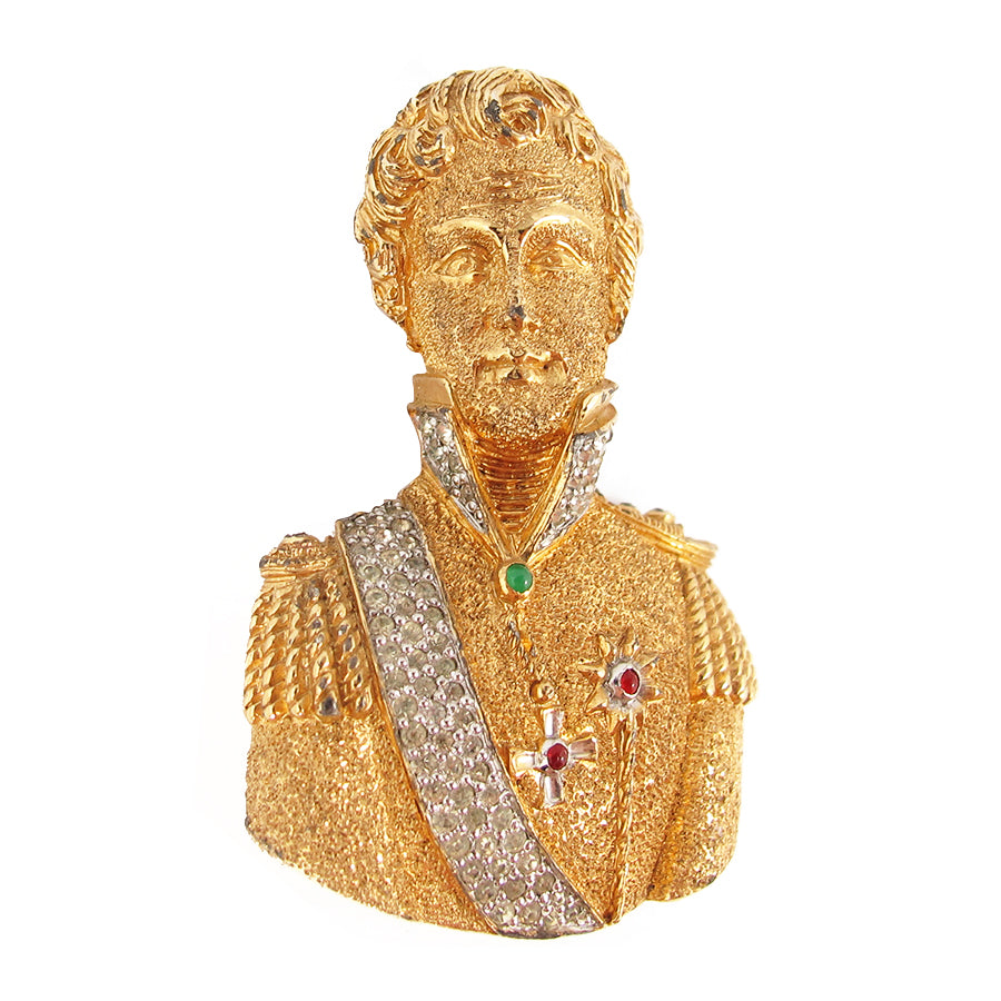 Signed Vintage Nettie Rosenstein Intricate Figural King Brooch c. 1950