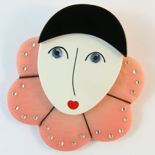 Signed Marie Christine Pavone French Pantomime Brooch