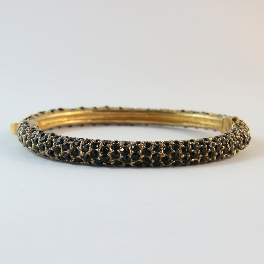 Ciner NY Jet Black Crystal Encrusted Clamper Bangle