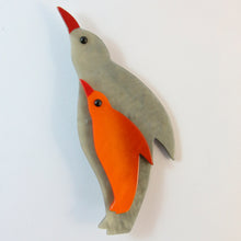 Load image into Gallery viewer, Marie Christine Pavone Signed Grey &amp; Orange Penguin Brooch