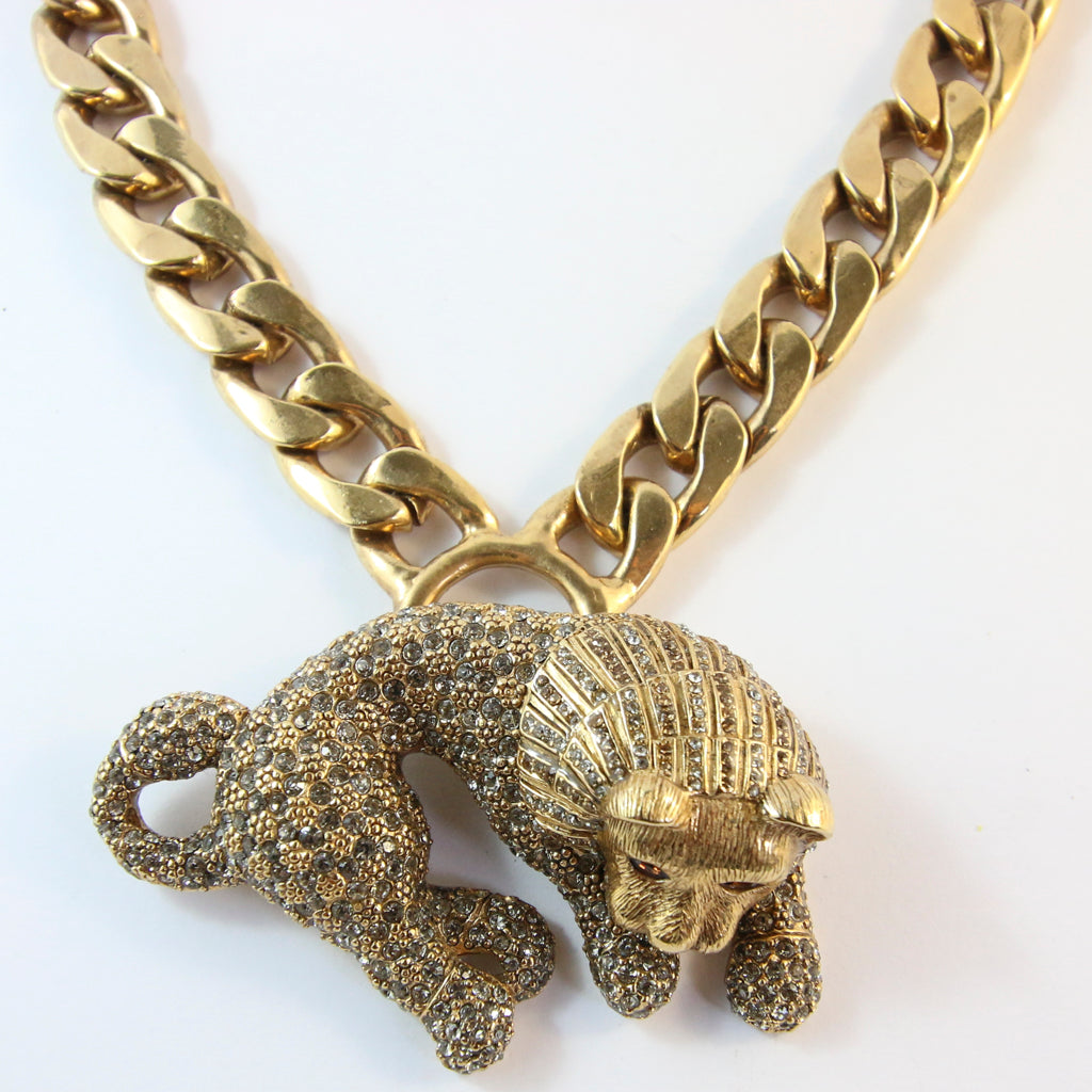 Ciner NY Gold Plated Lion Body Pendant Necklace
