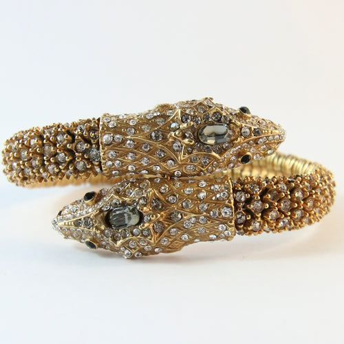 Ciner NY Double Snake Head Crystal Encrusted Bangle