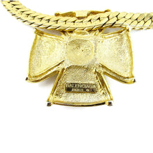 Load image into Gallery viewer, Vintage Signed &#39;Balenciaga Paris&#39; Haute Couture Gold Cross &amp; Faux Pearl Necklace