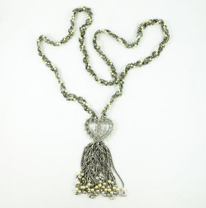 Vintage Signed 'Givenchy Paris' 1970's Silver Tone Logo Necklace