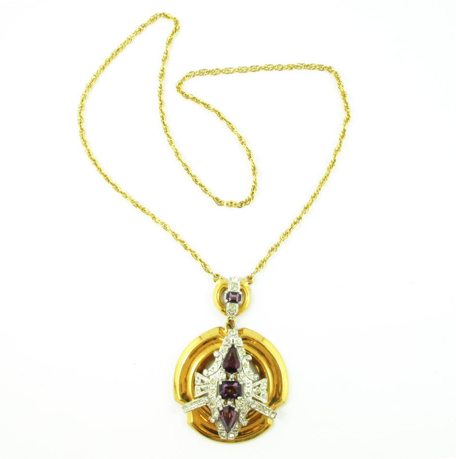 Vintage Signed 'McClelland Barclay' 1930's Art Deco Necklace with Faux Amethysts