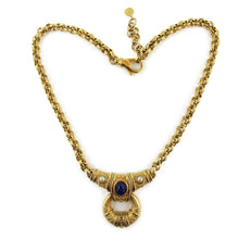 Load image into Gallery viewer, Vintage Signed &#39;Grosse&#39; (Dior) Necklace with Faux Lapis &amp; Pearl Pendant
