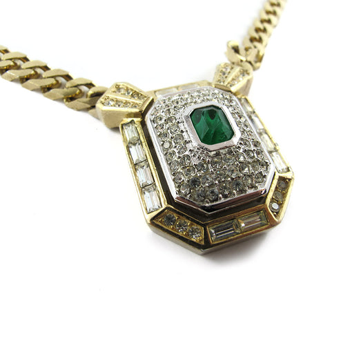 Vintage Signed 'Christian Dior Gold Plated Art Deco Style Necklace