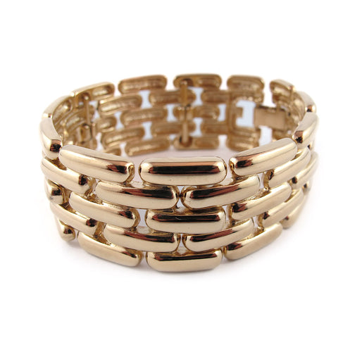 Vintage Signed 'Givenchy Paris' 1980's Modernist Gold Tone Link Bracelet