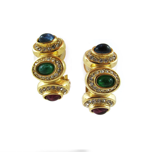 Vintage Signed 'Christian Dior' Vintage Gripoix Clip Earrings