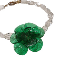 Load image into Gallery viewer, Pate-de-Verre Green Flower Pendant Necklace