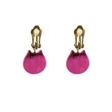 Load image into Gallery viewer, Pavone Signed Small Purple Gradient Cat Face Earrings (Clip-On)