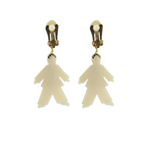 Pavone Signed Galalith Standing Clown Earrings (Clip-On)