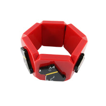 Load image into Gallery viewer, Pavone Signed Bright Red Black Scottie Dog Yellow Collar Stretch Bracelet